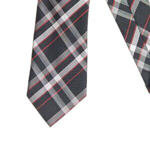 Peluche Plaid Tie Men’s 61” Black White Red Microfiber India Classic Tie NWT